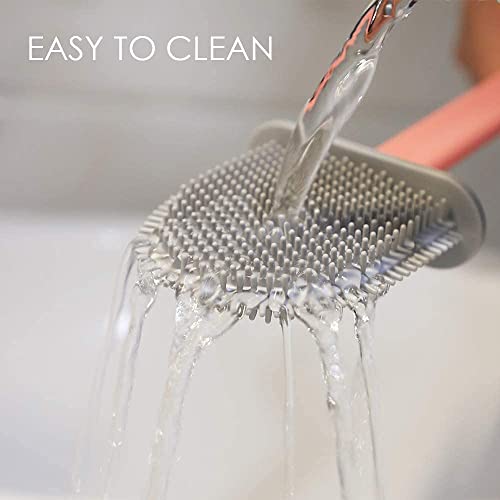 Image of Roktry Toilet Brush and Holder Set for Bathroom, Flexible Toilet Cleaning Bowl Brush Head with Silicone Bristles, Compact Size for Storage and Organization (Multicolor)