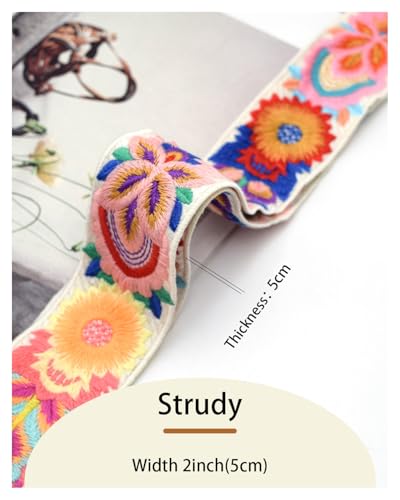 Image of Embroidered Purse Straps Replacement Crossbody Wide Adjustable Bag Straps