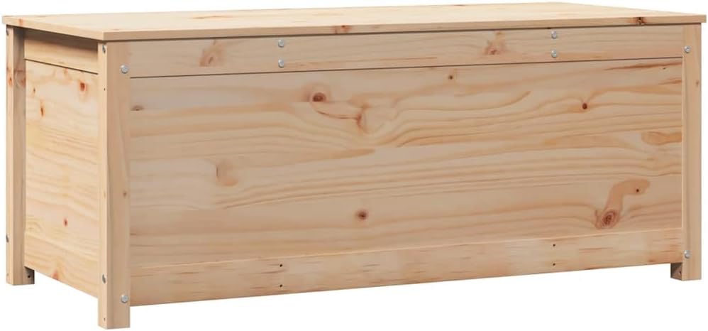 Natural Pine Solid Wood Storage Box with Hydraulic Lift Lid, Rustic Unfinished Pinewood Medium Storage Box for Blankets Cushions Home Organization