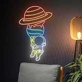 Ice Cream Astronaut Neon Sign 26inches Astronaut Ice Cream Led Light Sign, Spaceman Led Lights for Cafe Shop Store Wall Decor, Nursery Room wall decor, Gift, Open Welcome Decor