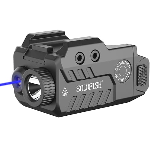 Solofish 450lm Slidable Rail Blue Laser Light Combo Gun Sight with Strobe Memory Function Low Profile Shockproof