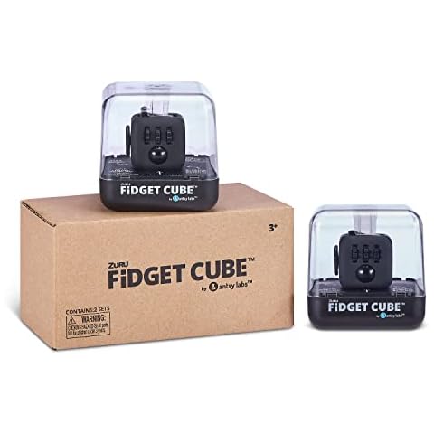 Fidget Cube von Antsy Labs, Antistresswürfel Schwarz (2er Pack) Cover