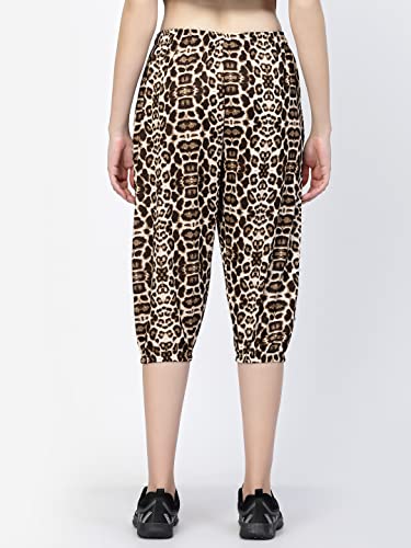 Image of UZARUS Women's Animal Print Tie-Dye Strechable Capri 3 /4th Shorts