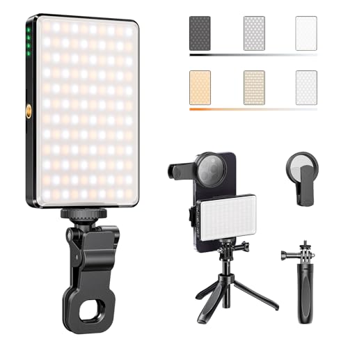 Luz para fotos portátil y videoconferencias con clip para iPhone y iPad