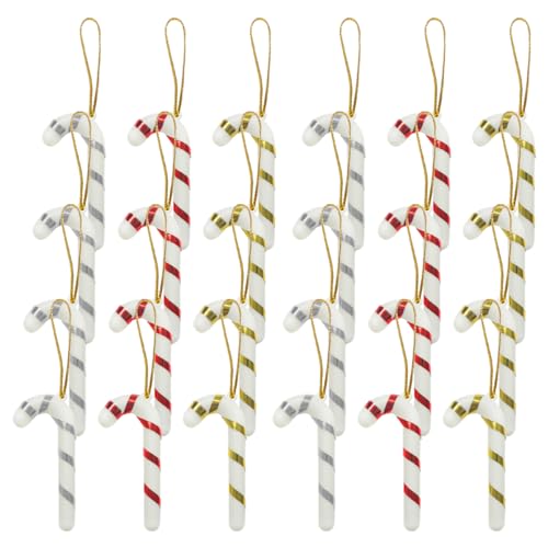 HAIKING Christmas Candy Cane Ornaments, 24 PCS Plastic Candy CaneThemed for Home, Party, Christmas Embellishment (2.75 x 1.18in)