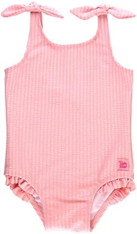 RuffleButts Girls UPF50+ Sun Protection Tie Shoulder/Cross Back One Piece Swimsuit