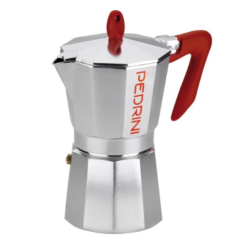 PEDRINI Caffettiera Caffettiera Caffè Espresso Lega di Alluminio EN 601 Design Italiano (Rosso, 6 Tazze)