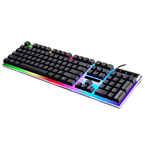 Image of Keyboard Led Backlit Multimedia Ergonomic 104 Keys Usb Gaming Wired Keyboard and Mouse Combo Illuminated Keyboard Mouse Set