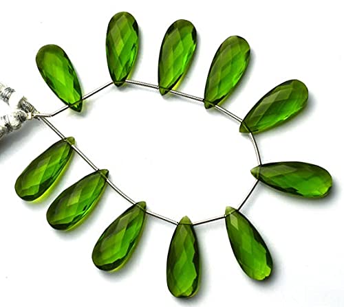 Peridot hydro quartz perles briolettes poire 10x25mm facettées pour DIY collier et boucle