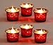 Hosley Set of 6 Metallic Antique Finish Red Glass Candle Tealight Holder with Free 6 Tealights. Ideal Gift for Wedding Bridal Party Reiki LED Votive Tea Light Gardens O4