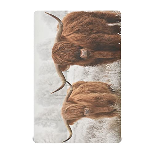 Image of Highland Cow Baby Crib Sheets Soft Polyester Toddler Bed Sheets Breathable Mattress Cover Baby Sheets for Boy Toddler Baby Gifts Bed Mattress, 39 * 27 * 5in