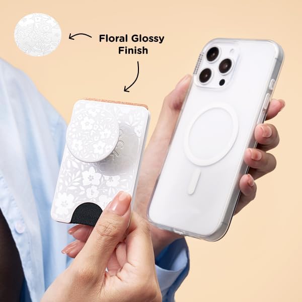 Miniatura 4 de PopSockets Cartera de teléfono con agarre expandible y anillo adaptador para MagSafe, soporte magnético para tarjetas de teléfono, compatible con
