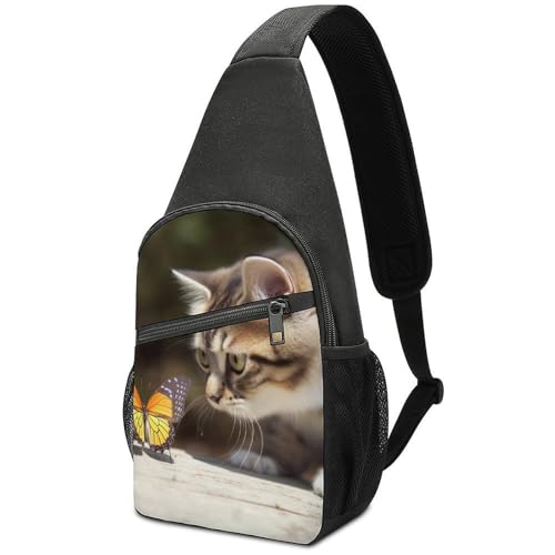 Morrales tipo Sling Bag Cat Butterfly para Hombres y Mujeres