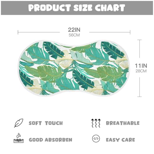 4 Pack Baby Burp Cloths, Soft Absorbent Burping Cloths for Babies, Cotton Milk Spit Up Rags, Large Size for Newborns, Baby Boys and Girls (Aqua Banana Leaf)4