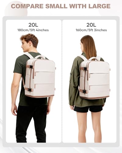 Image of coowoz Travel Backpack Carry On for Women Man Gym Backpacks with Laptop Compartment Mochila de Viaje Teacher Personal Item Backpack Airplane Accessories Must Haves Beige Brown 20L