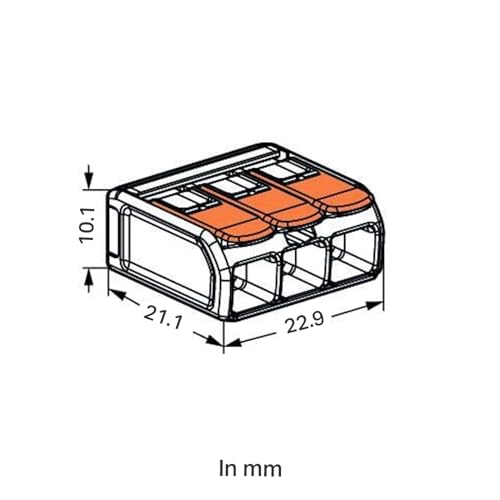 Image of WAGO 221-613 | Easy-to-Use Electrical Wire Connector | Pack of 30 | Compact, Tool-Free, Transparent - For DIY, Panels & Wiring Projects - 3-Conductor