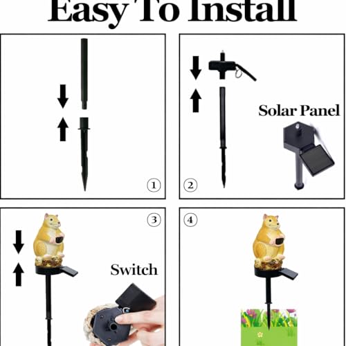 Image of CBK Squirrel Garden Solar Lights Outdoor Squirrel LED Decorative Waterproof Garden Stake Lights, Lawn Lamp Light for Yard, Balcony, Patio, and Garden Lighting