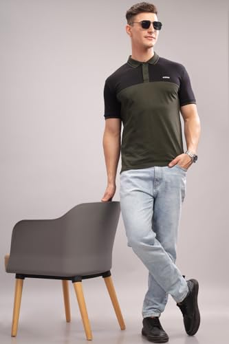 Image of ADRO Men's 100% Cotton Regular Fit Polo T-Shirt