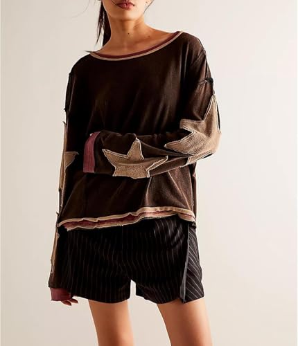 Y2k Oversized Sweatshirt for Women Crewneck Graphic Sweatshirts Long Sleeve Drop Shoulder Preppy Shirts Pullover Tops3