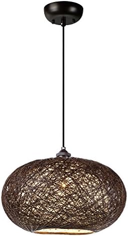 Maxim 14402CHWT Bali Woven Hemp String Oval Pendant Ceiling Light, 1-Light 60 Watt, 10"H x 16"W, Chocolate