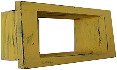 Wood/Wooden Shadow Box Display - 9" x 6" - Yellow - Decorative Reclaimed Distressed Vintage Appeal