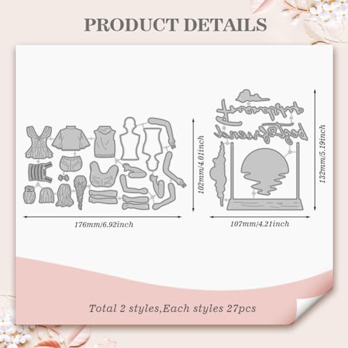WADORN Woman Back Friendship Cutting Dies, Carbon Steel Friendship Cutting Dies Cut Stencils Character Dress Up Woman Back Embossing Stencils Template for DIY Scrapbooking Album Craft Paper Card Decor - Image 2