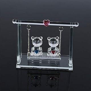 TYGJB Bear Couple Crystal Figurines, Glass Animal Bear Car Ornament Decor, m. Bear and Even Bear, Valentine Gifts for Lovers