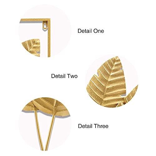 Hkaikzo Gold Metal Wall Decor Set Of 2, Leaf Wall Hanging Home Decor With Frame, Modern Wall Art Decor Wall Sculptures For Living Room, Bedroom, Office, Hotel, Large 24" X 16" #TOP1