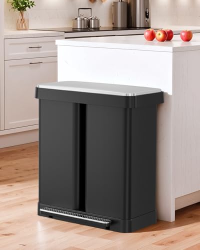 Bote de basura rectangular 60L acero inoxidable negro miniatura 6