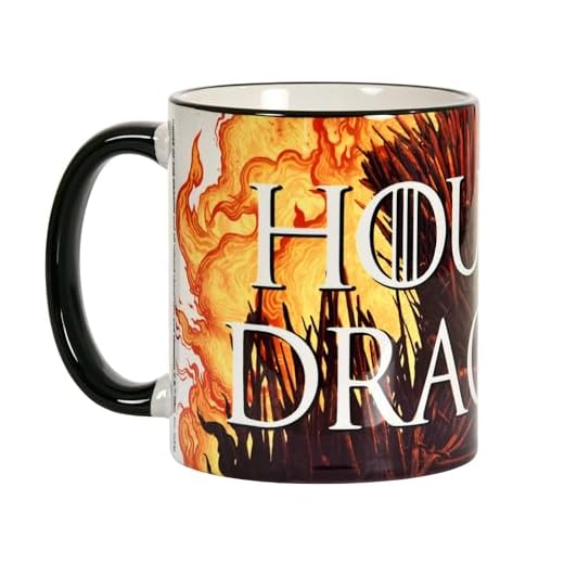 Elbenwald Taza House Of The Dragon Con Diseño Del Trono De Hierro Y Letra Impresa En Todo El Contorno - Capacidad 320 Ml Altura 9 Cm - Cerámica Multicolor