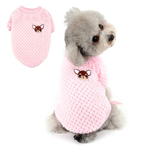 SELMAI Pullover Dog Sweater Soft Fluffy Fleece Winter Coat for Small Dogs Medium Cats Puppy Chihuahua Clothes Dachshund Pets Warm Outfit Solid Color Windproof Cold Weather Walking Outdoor Pink M