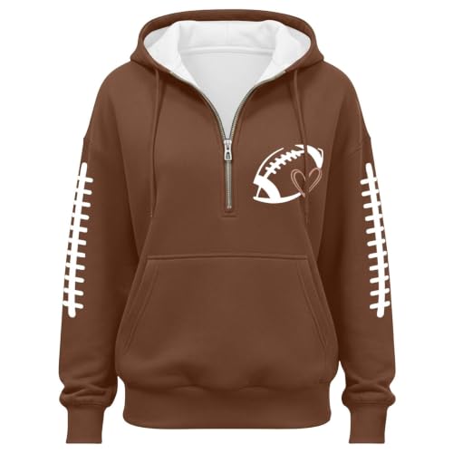 Game Day Crop Zip Up Hoodie Women Football Y2k Oversized Hooded Sweatshirt - image 5