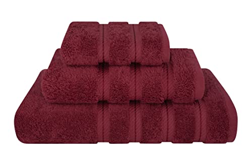 American Soft Linen Türkisches Badetuch-Set aus Baumwolle in 15 Farboptionen und 3 verschiedenen Größen, maximale Weichheit Saugfähigkeit, Hotel- Spa-Qualität (Burgunderrot, 3-teiliges Badetuch-Set) Cover