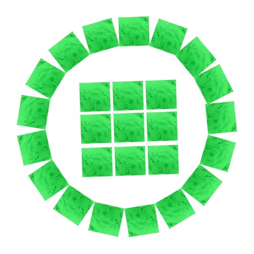 VICASKY Food Packaging Aluminum Foil 20x20cm Green Glossy Tin Foil Paper Candy Wrapper for Chocolate Tea 100 Sheets Pack Suitable for Home and Shop Packing