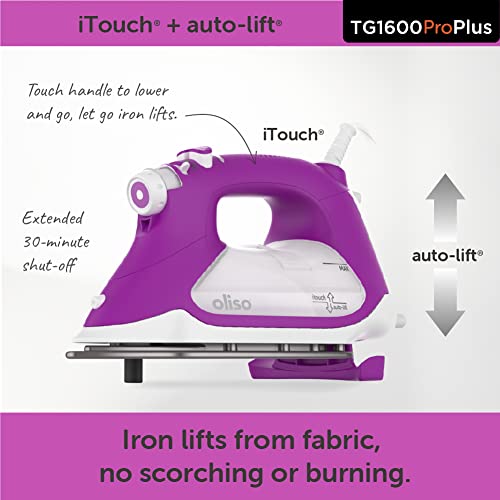 Image of Oliso TG1600 ProPlus Auto-Lift Steam Iron, Quilting Sewing & Clothes, 1800W