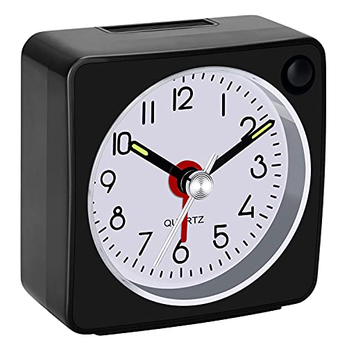 Image of Travel Analog Alarm Clock, 2.25 inch, Ultra Small Clock with Snooze and Light Function, Super Silent Non Ticking, Battery Operated, Easy Setting