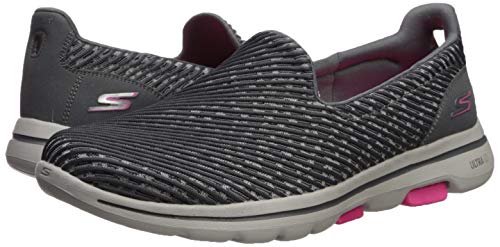 Skechers Go Walk 5 Miracle Sapatilha Feminino, 37, Cinza Escuro/ Rosa Choque