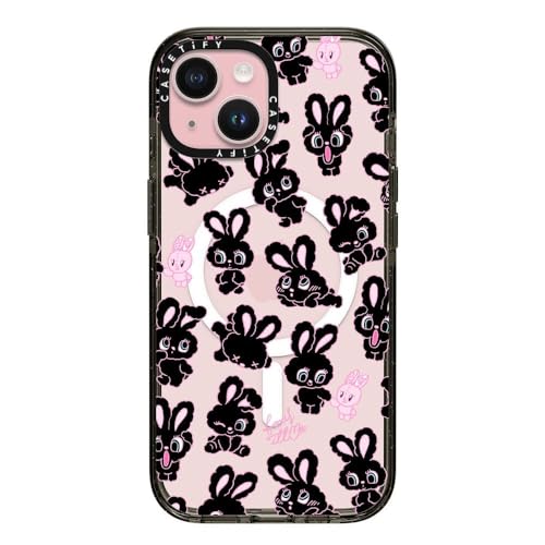 CASETiFY CpNg MagSafeΉ iPhone 15 P[X [MILKi (4x MIL-STD-810G) / 2.5m̗NA / MagSafe ɑΉ] - Black Bunnies - NA ubN