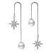 Orris 18K White Gold Plated Star&Pearl Long Tassel Chain Dangle Drop Threader Earrings for Women Girls