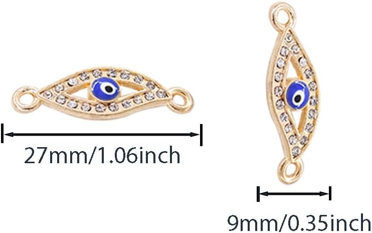Blue Evil Eye Charms - 30 Pcs Alloy Enamel Jewelry Connectors for DIY Craft Key Chain, Bracelet, Necklace Making