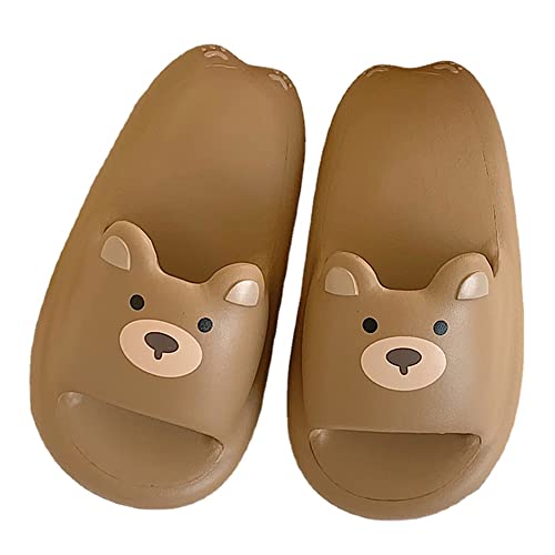 CEINOM Cute Cartoon Bear Slippers for Women teen girls Pillow Cloud Slippers Bathroom Gym Soft Sole Open Toe House Slides