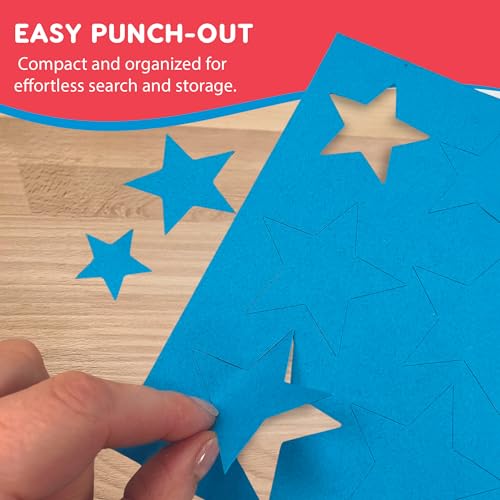 Basic Shapes 2: Hearts, Stars, Hexagons, Rectangles, 696 Pieces US Made Card Stock Punch Out Geometric Shapes in 3 Sizes and 4 PRIMARY Colors for Math, Pattern Play and DIY Crafting
