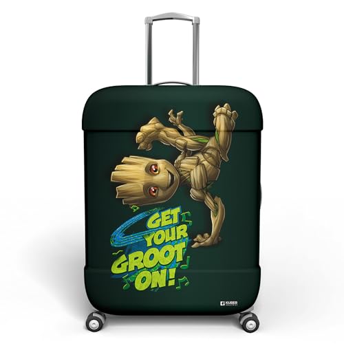 Image of Kuber Industries Marvel I Am Groot Luggage Cover | Polyester Travel Suitcase Cover | Washable and Stretchable Suitcase Protector | 18-22 Inch | Small | Green