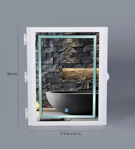 Image of CIPLA PLAST Flora LED Mirror Cabinet | Wall Mounted Bathroom Mirror Cabinet with 5 Shelf Storage | 3-Color Mode and Dimmer Light Function | BRC - 740 LED (White)
