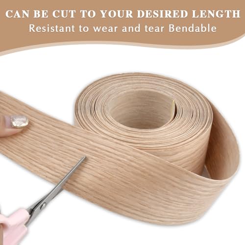 50mm Wood Veneer Strip 7.5m Oak Veneer Edging Tape,Pre-glued Veneer Roll Preglued Hot Melt Adhesive on Edge Banding for Desks,Ardrobes Cabinets Door Frames,Furniture Restoration - Image 4