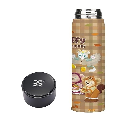 ダッフィー ステラ ルー 水筒 保温 直飲み 軽量 温度表示 誕生日 魔法瓶 ウォーターボトル 大容量 水カップ コップ 保温する 500ML