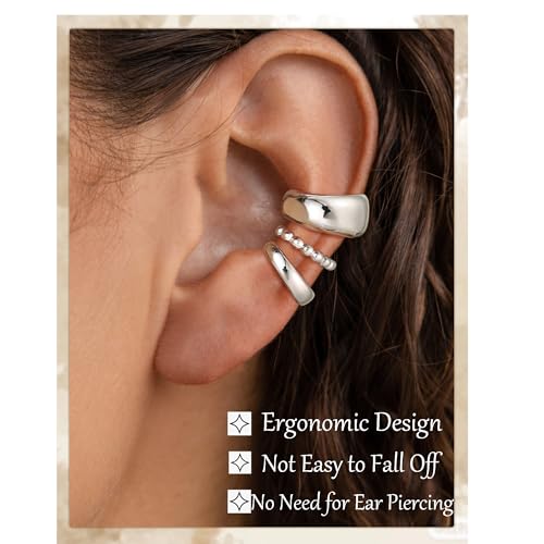 Gold/Silver Ear Cuffs Set Dainty 14K Clip Piercing Stack Small Cartilage Hoop Huggie Trendy Tarnish Hypoallergenic Jewelry Gift2