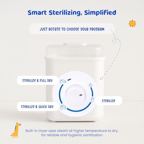 Image of Bumtum Stainless Steel Plate Enhanced Steam Sterilizer with Dryer - Safely Sterilize and Dry All Baby Essentials Including Feeding Bottles, Breast Pump & More (Blue)