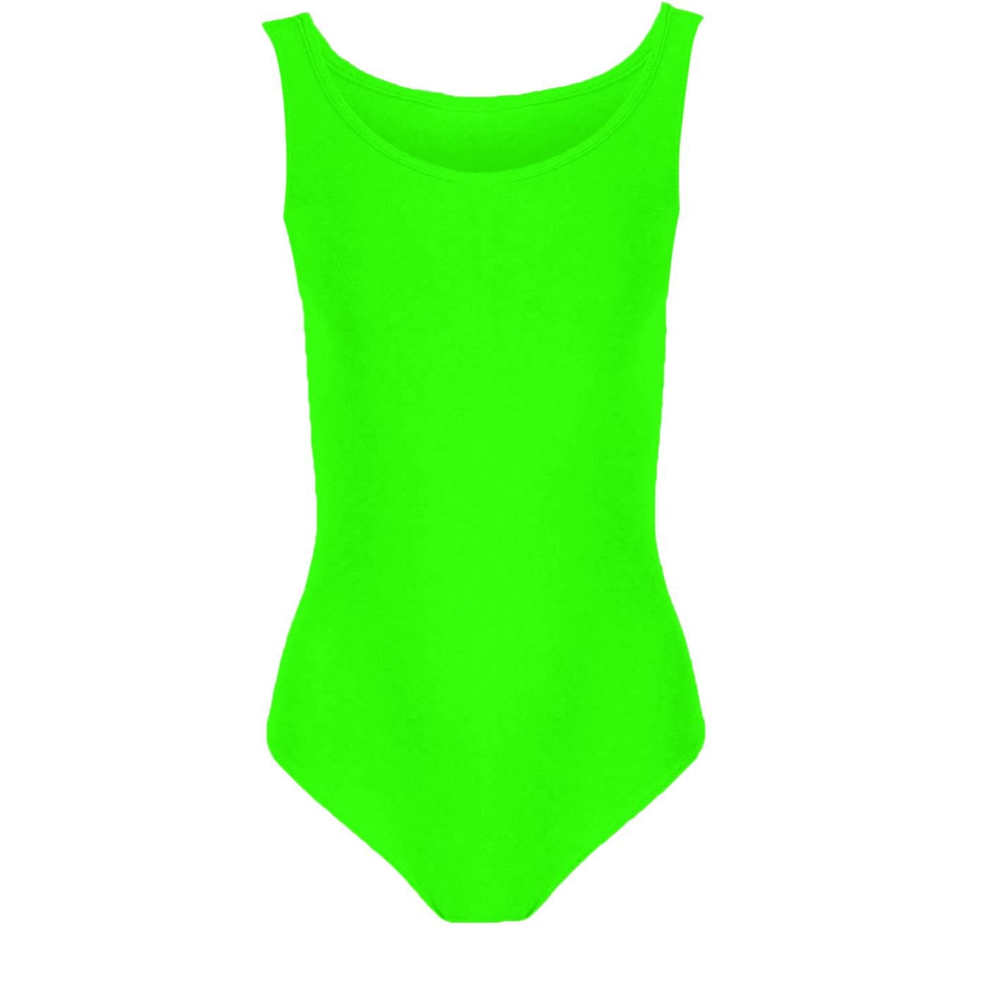 Body da ginnastica per ragazze, tinta unita, senza maniche, con scollo rotondo, in microfibra, morbido ed elastico, per bambini dai 3 ai 13 anni