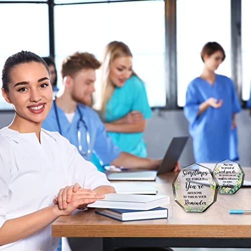 10 Pcs 5 Styles Thank You Plaque 2.36in Acrylic Award Plaque Personalized Coworker Gifts Office Employee Appreciation Gifts for Women Men Friends Teacher Nurses Doctor Family Member